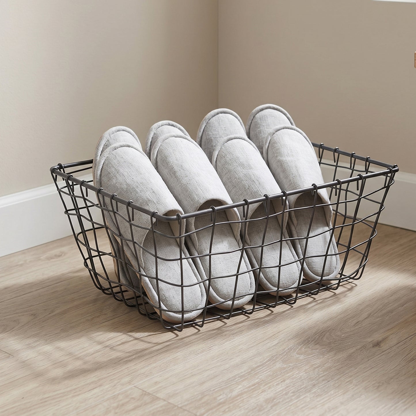 Rectangular Seagrass Edge Metal Wire Basket