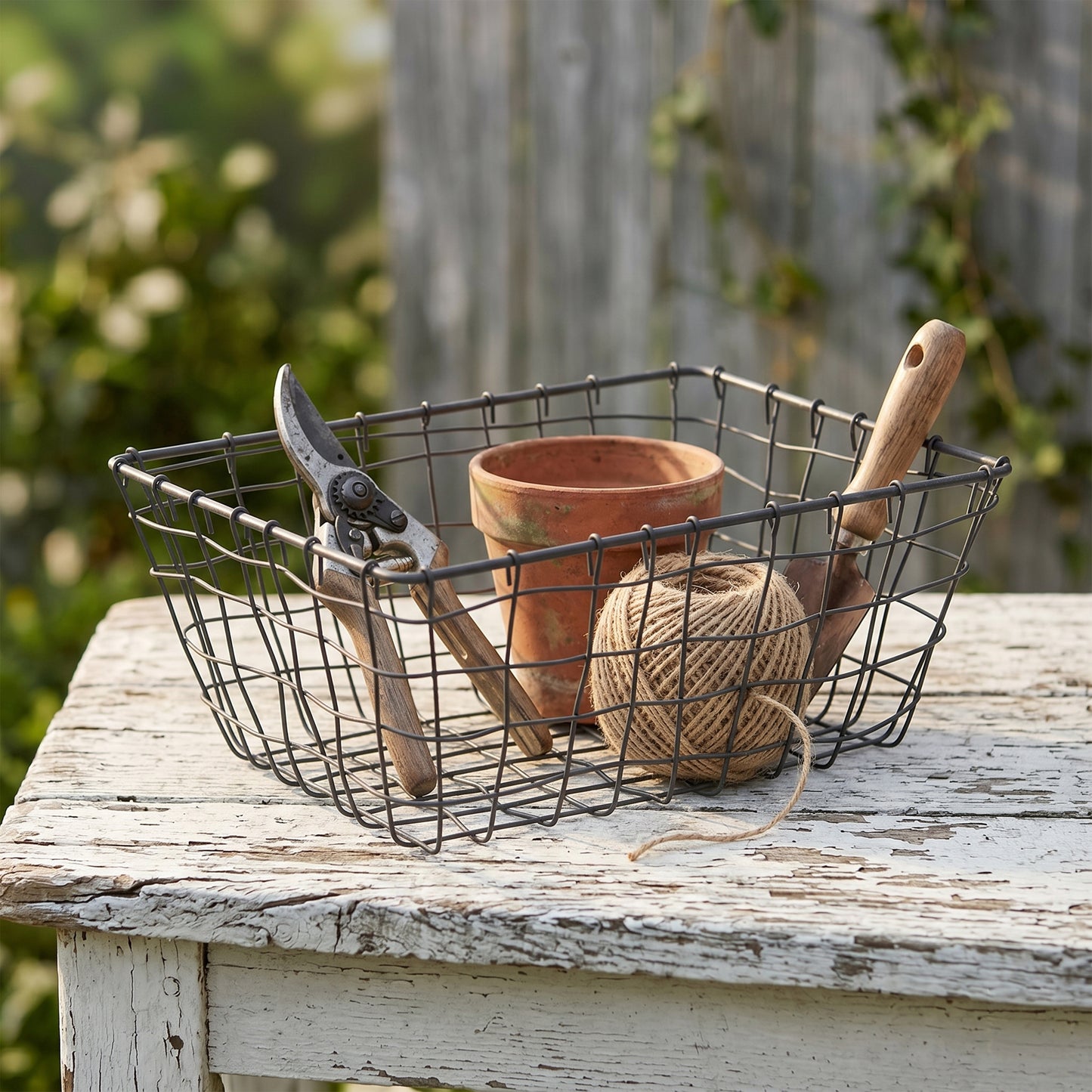 Rectangular Seagrass Edge Metal Wire Basket