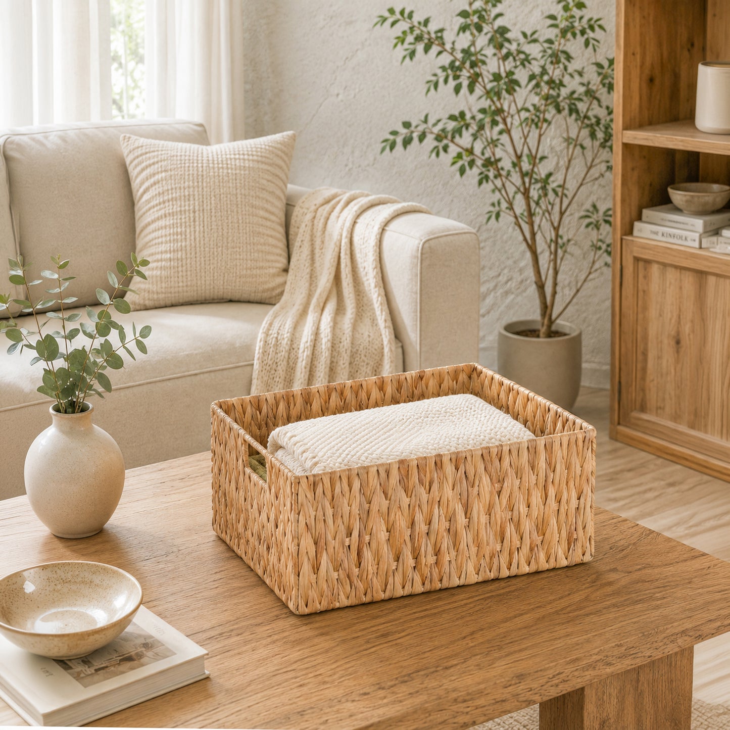 Water Hyacinth Rectangular Storage Basket - 3 Sizes