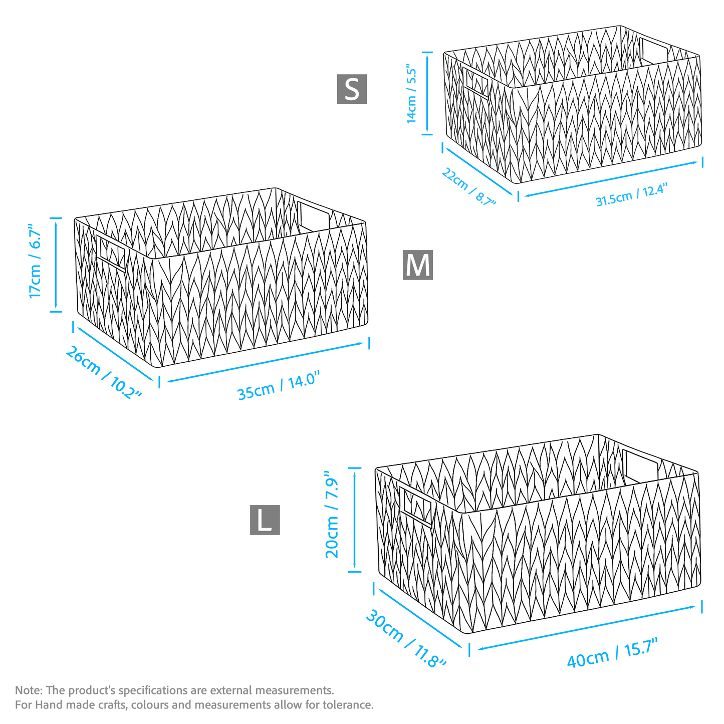 Water Hyacinth Rectangular Storage Basket - 3 Sizes