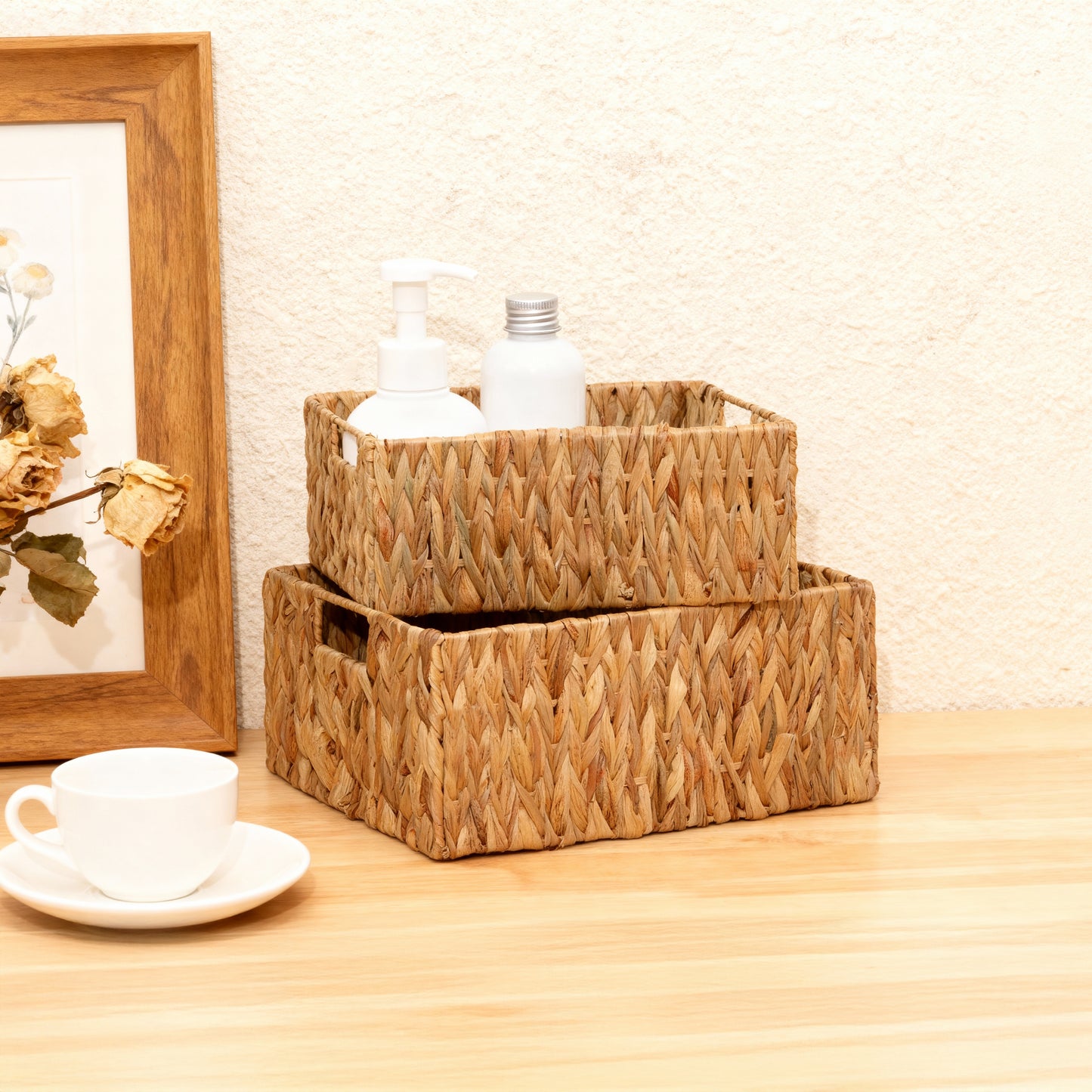 Water Hyacinth Rectangular Storage Basket - 3 Sizes
