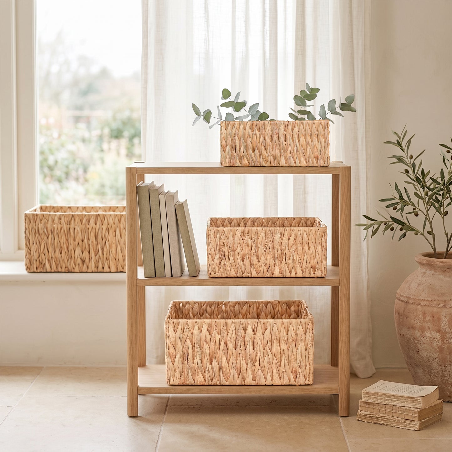 Water Hyacinth Rectangular Storage Basket - 3 Sizes