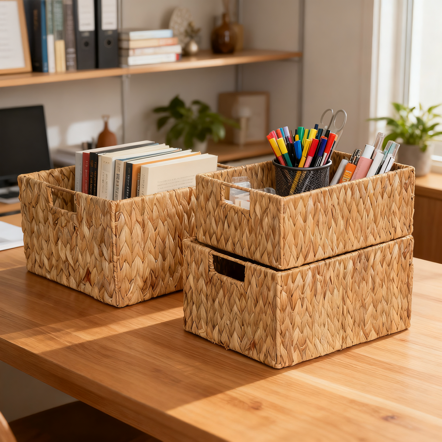Water Hyacinth Rectangular Storage Basket - 3 Sizes