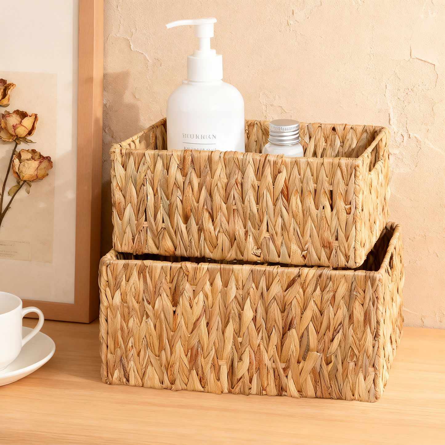 Water Hyacinth Rectangular Storage Basket - 3 Sizes