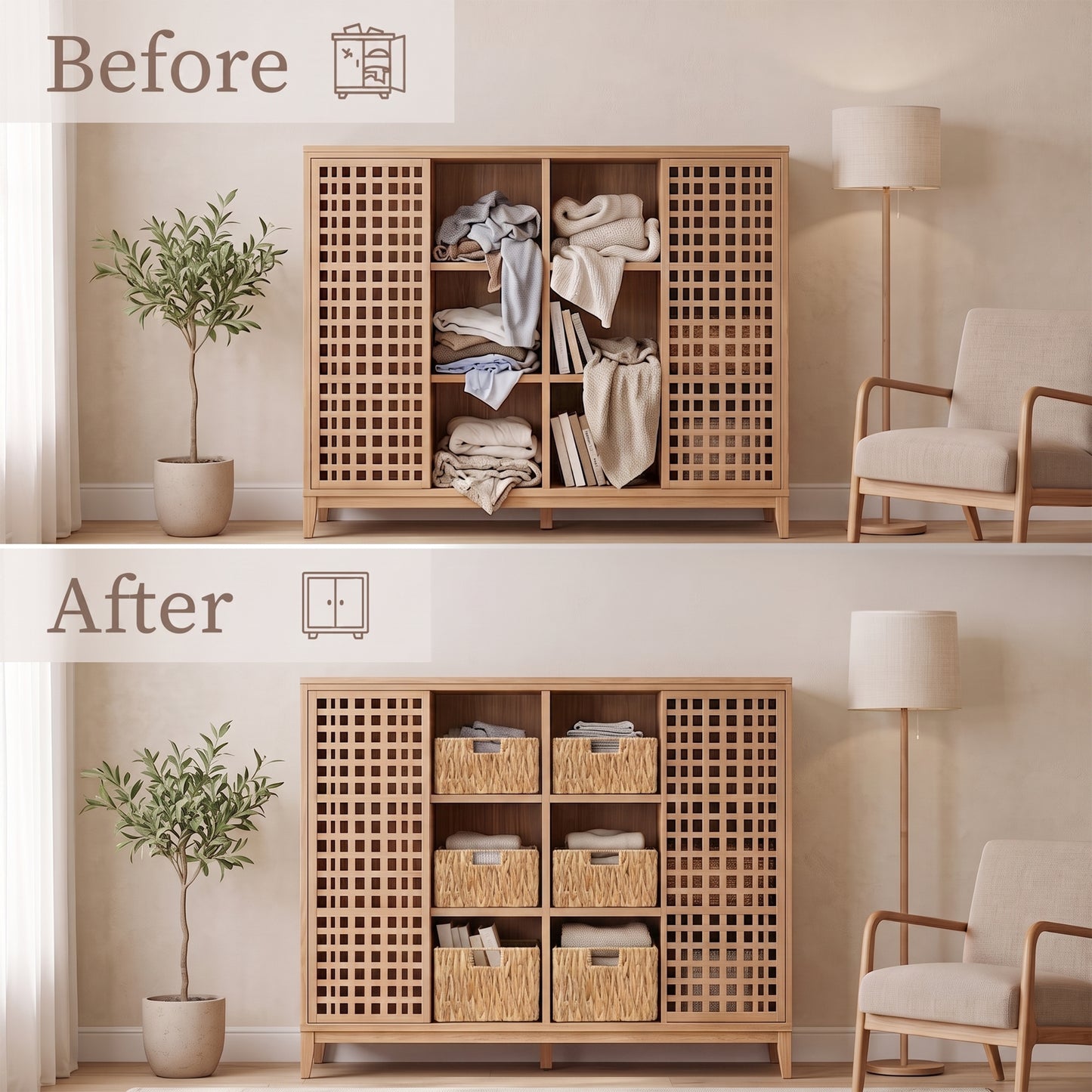 Water Hyacinth Rectangular Storage Basket - 3 Sizes