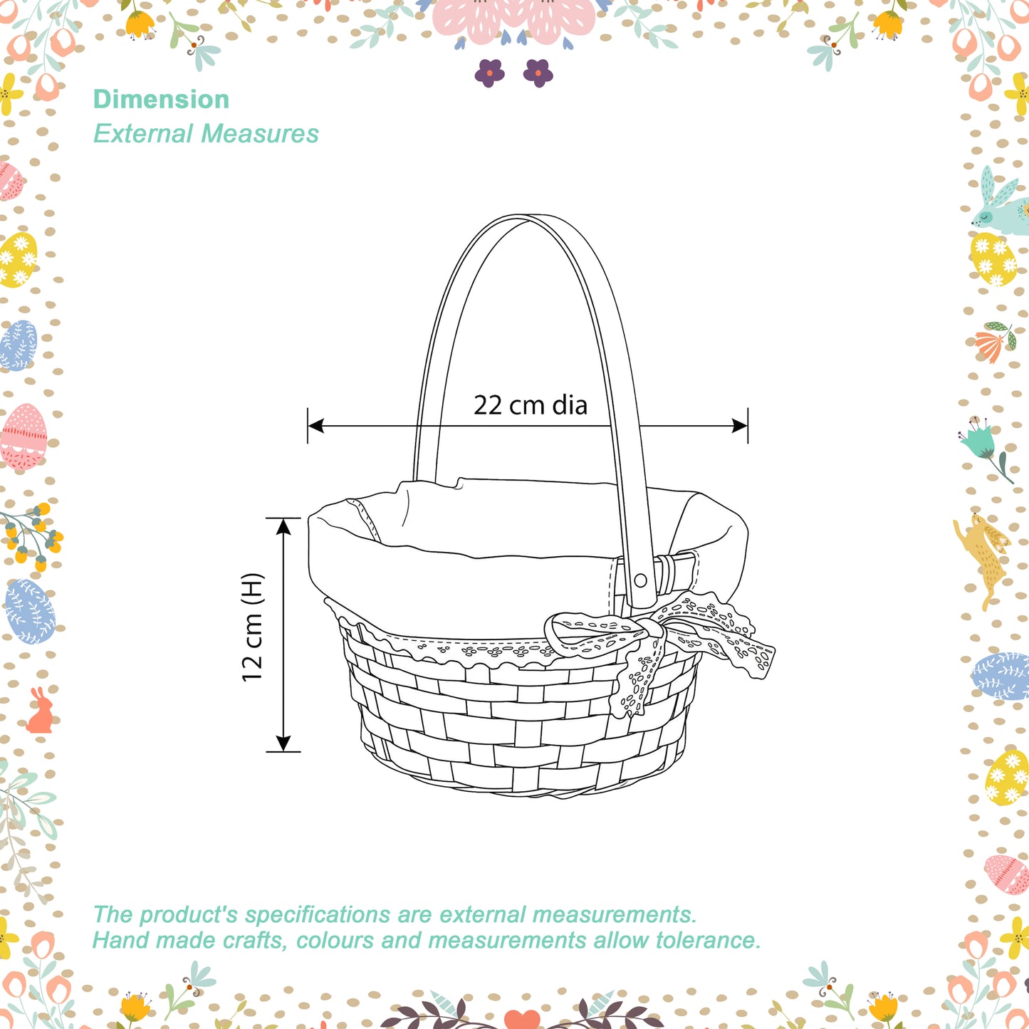 Small Bamboo Shopper Easter Basket with Blue Lining