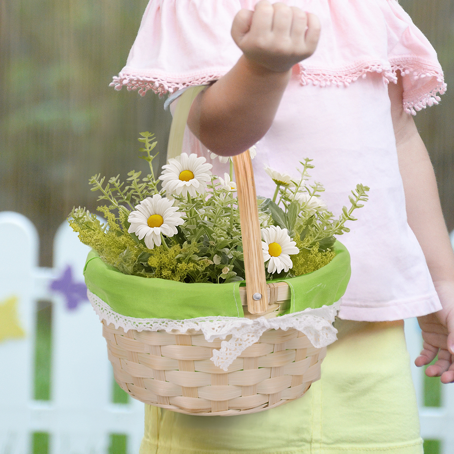 Small Bamboo Shopper Easter Basket with Green Lining