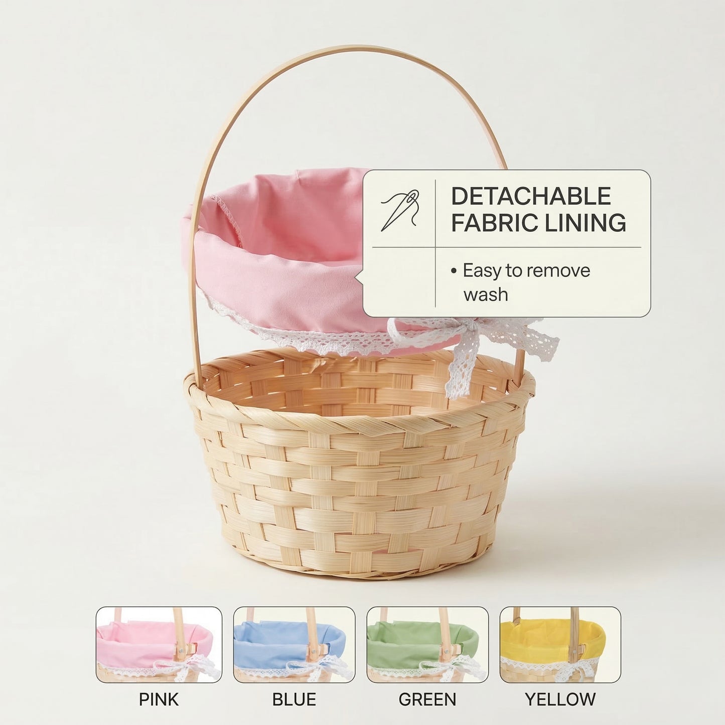 Small Bamboo Shopper Easter Basket with Yellow Lining