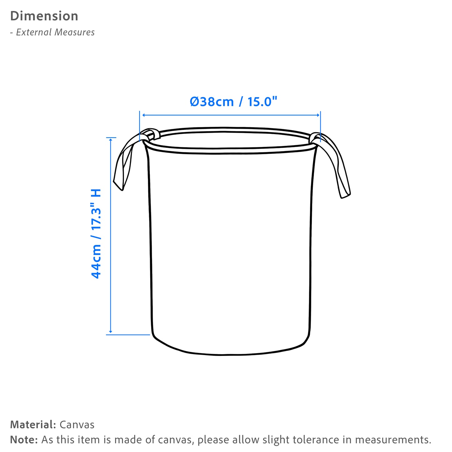 Navy Round Canvas Laundry Basket with Lining