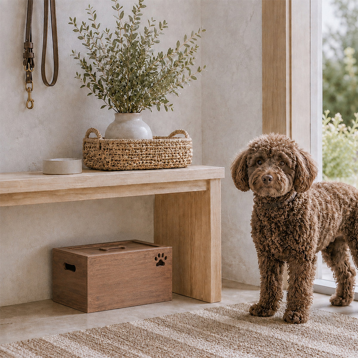 Brown Dog Toy Wooden Storage Box - 2 Sizes