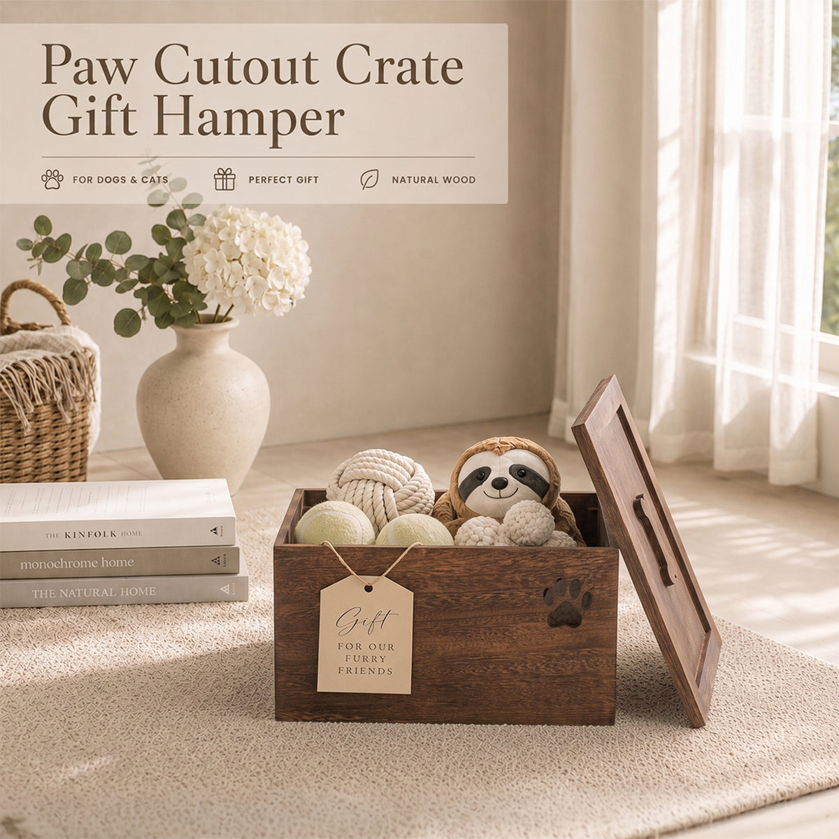 Brown Dog Toy Wooden Storage Box - 2 Sizes