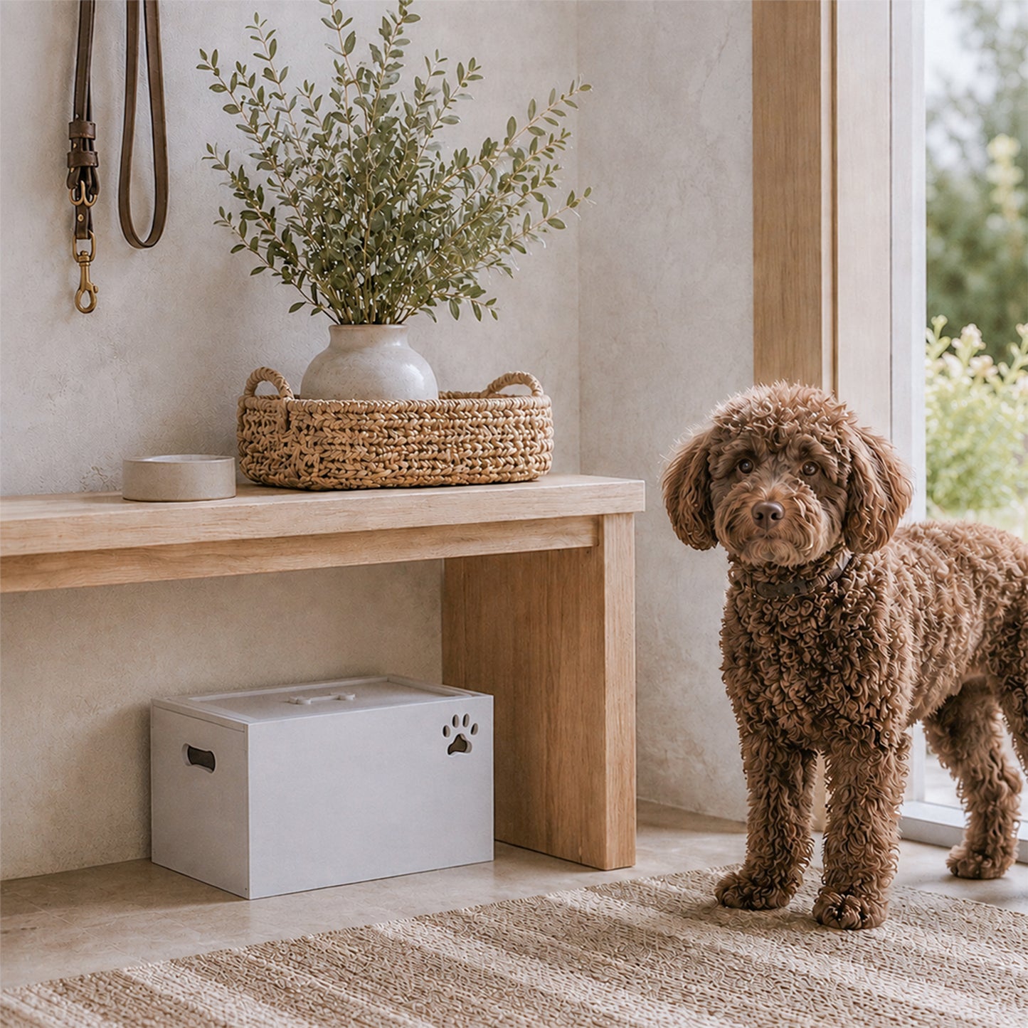 Grey Wooden Dog Toy Storage Box - 2 Sizes