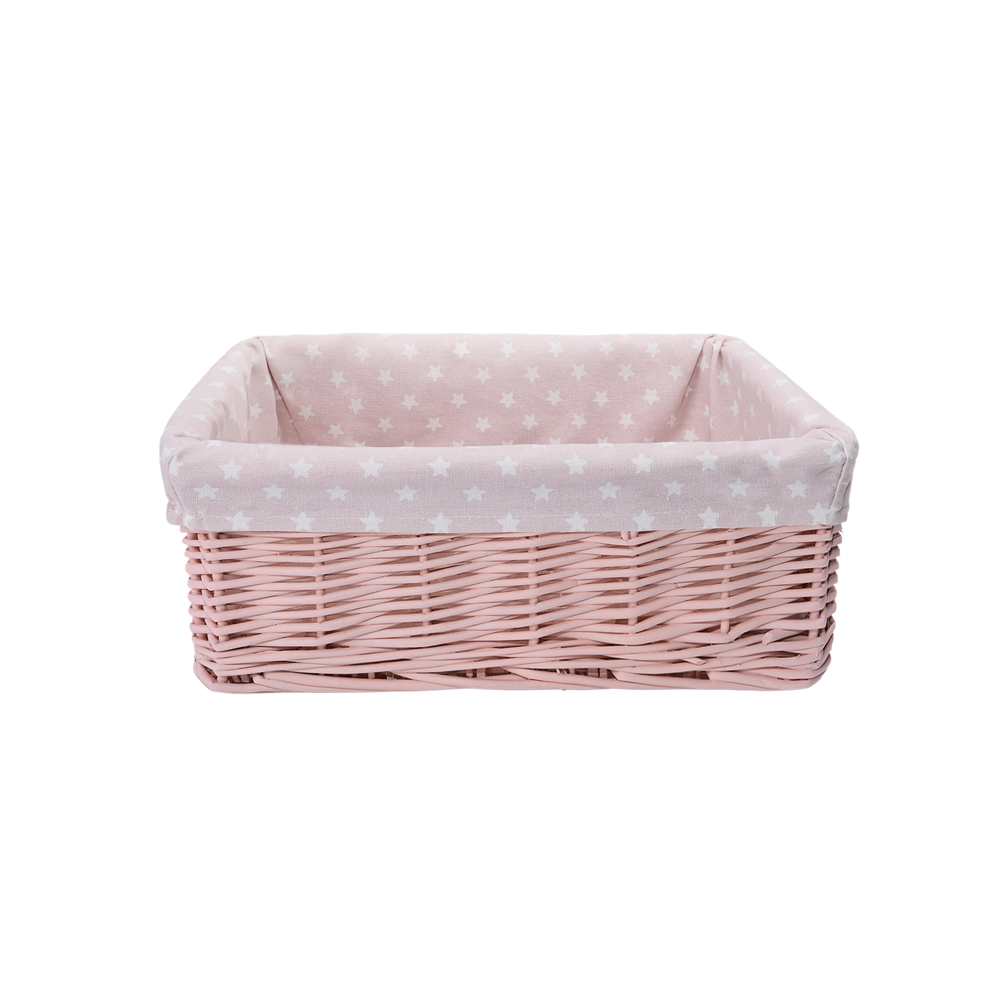 Pink Wicker Storage Basket with Star Pattern Lining - 3 Sizes
