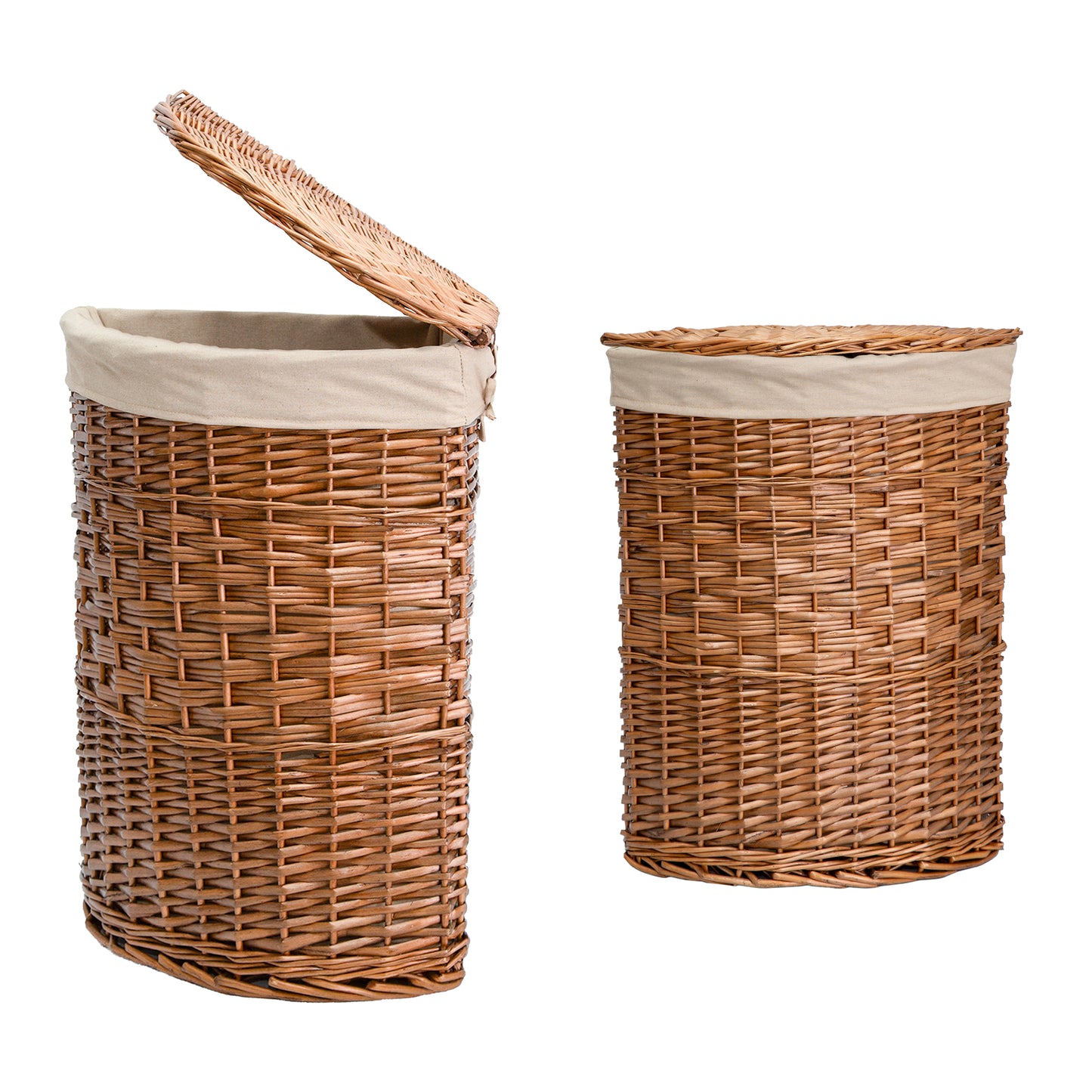 Brown Corner Wicker Laundry Basket with Lining