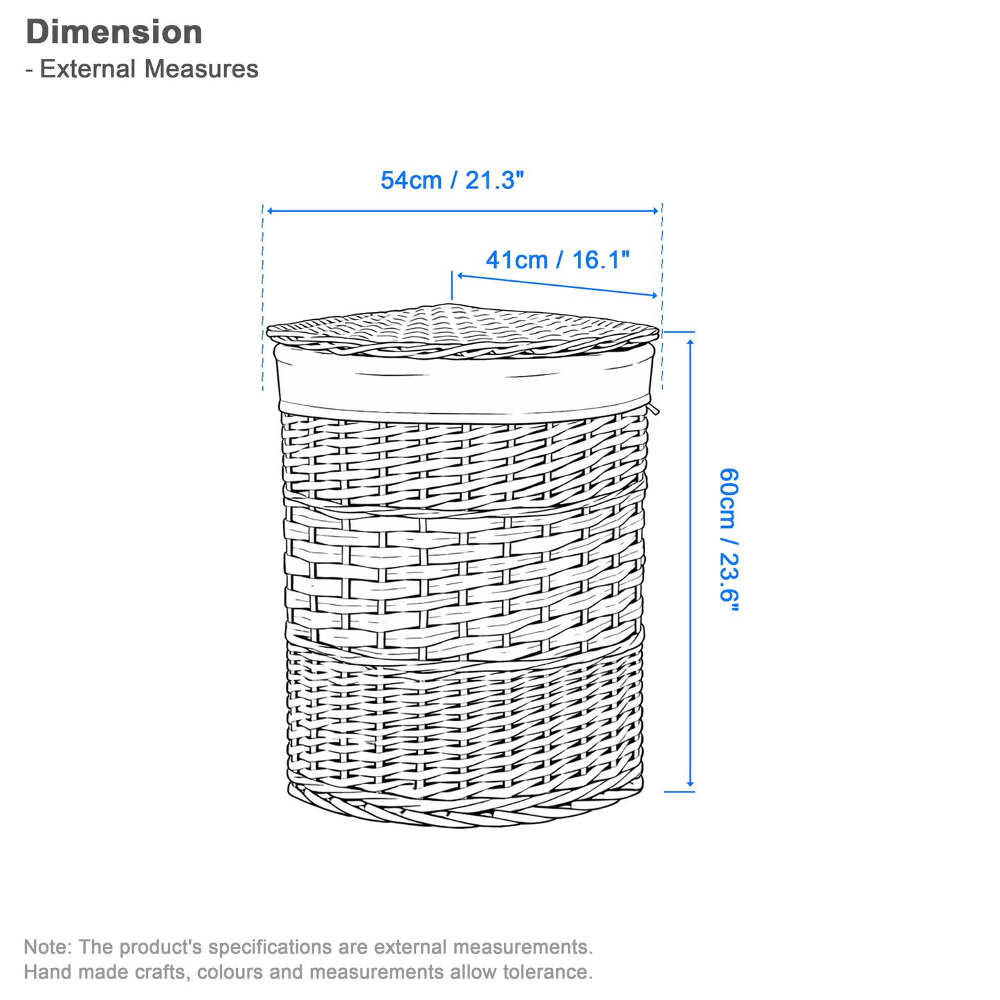 Antique Wash Corner Wicker Laundry Basket with Lining