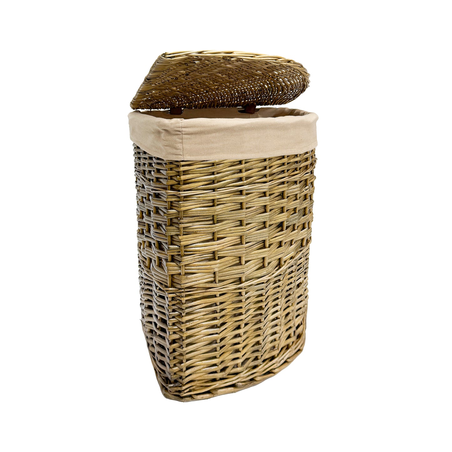 Antique Wash Corner Wicker Laundry Basket with Lining
