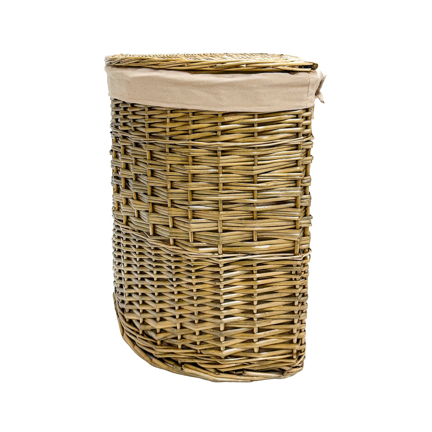 Antique Wash Corner Wicker Laundry Basket with Lining