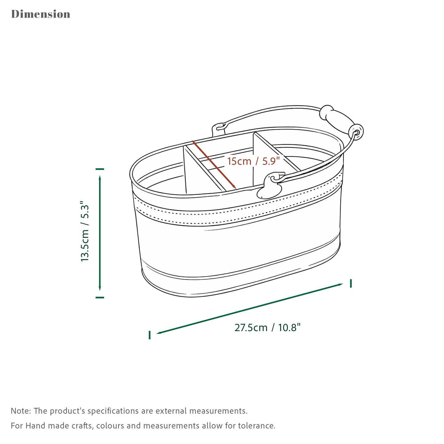 Home Utility Storage Metal Bucket with Handle