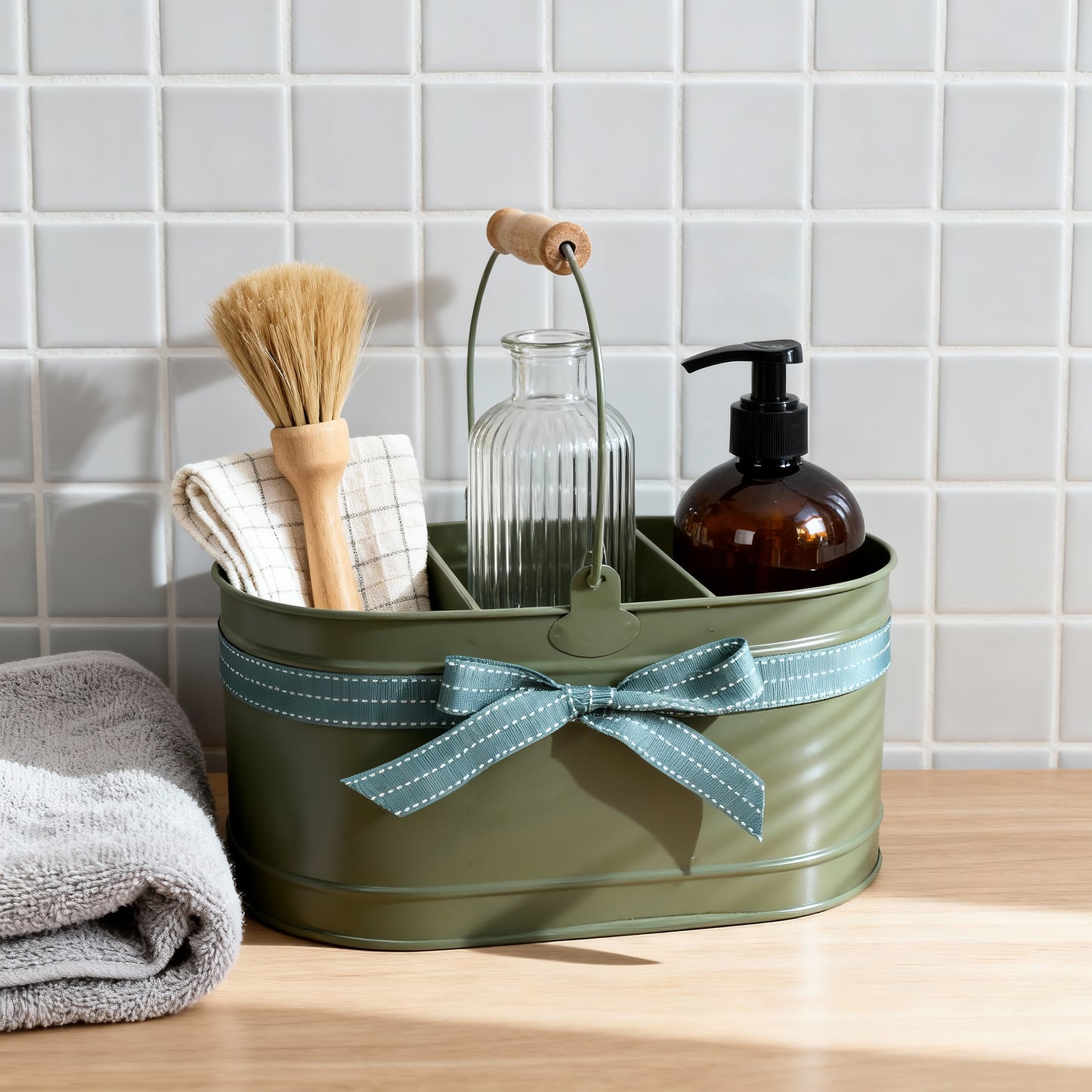 Home Utility Storage Metal Bucket with Handle