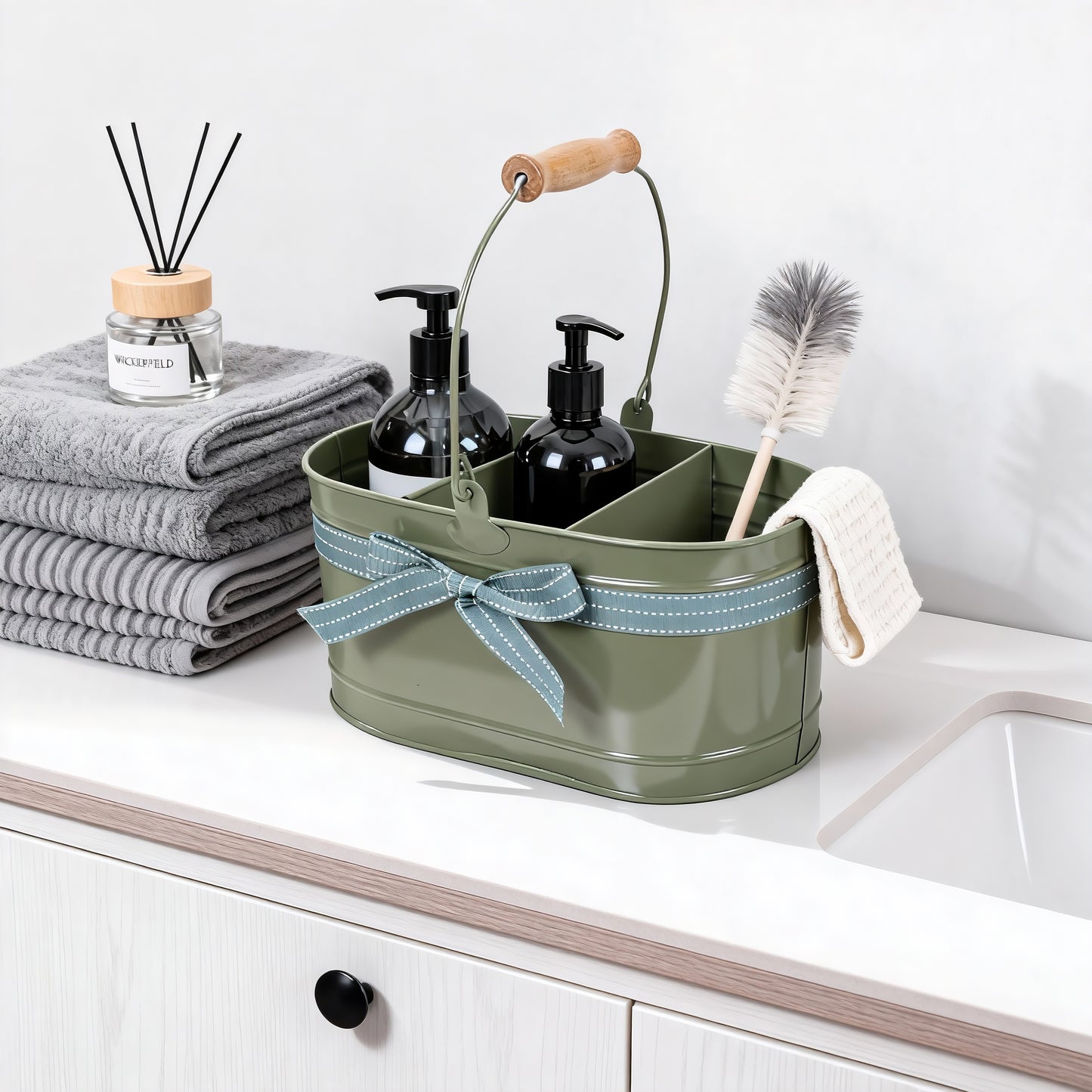 Home Utility Storage Metal Bucket with Handle