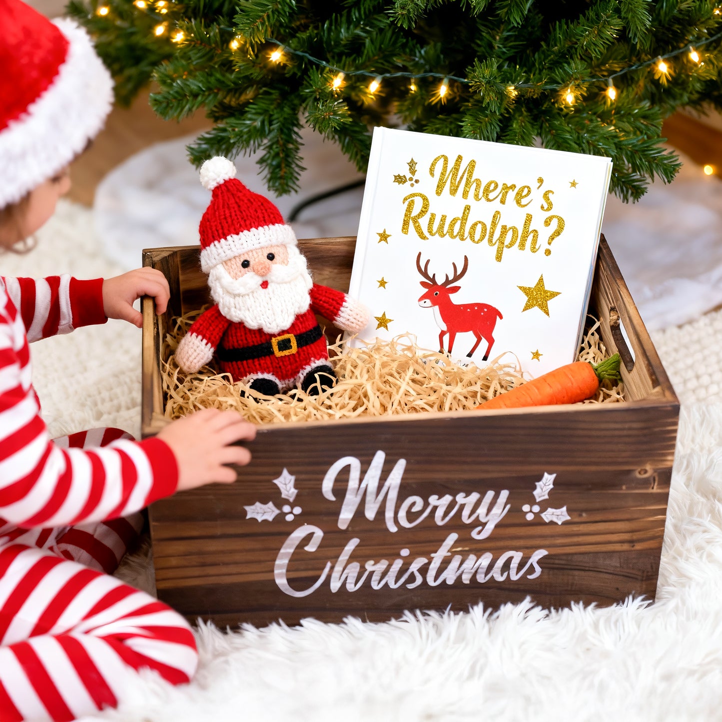 Brown Christmas Wooden Storage Crate