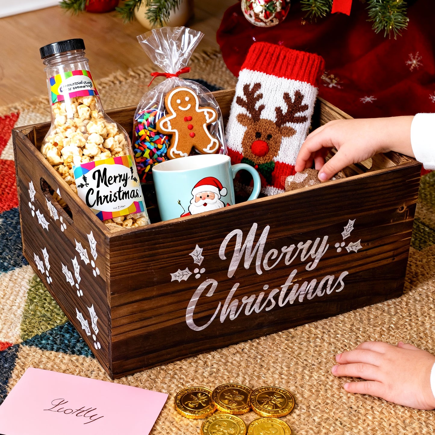 Brown Christmas Wooden Storage Crate