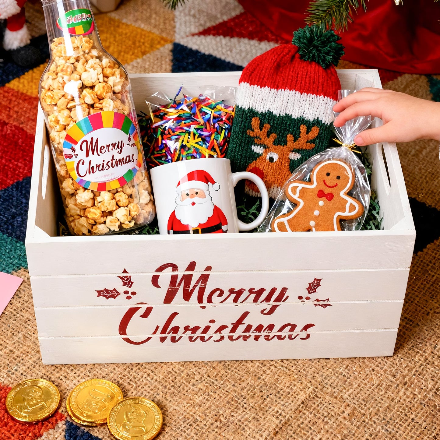 White Christmas Wooden Storage Crate