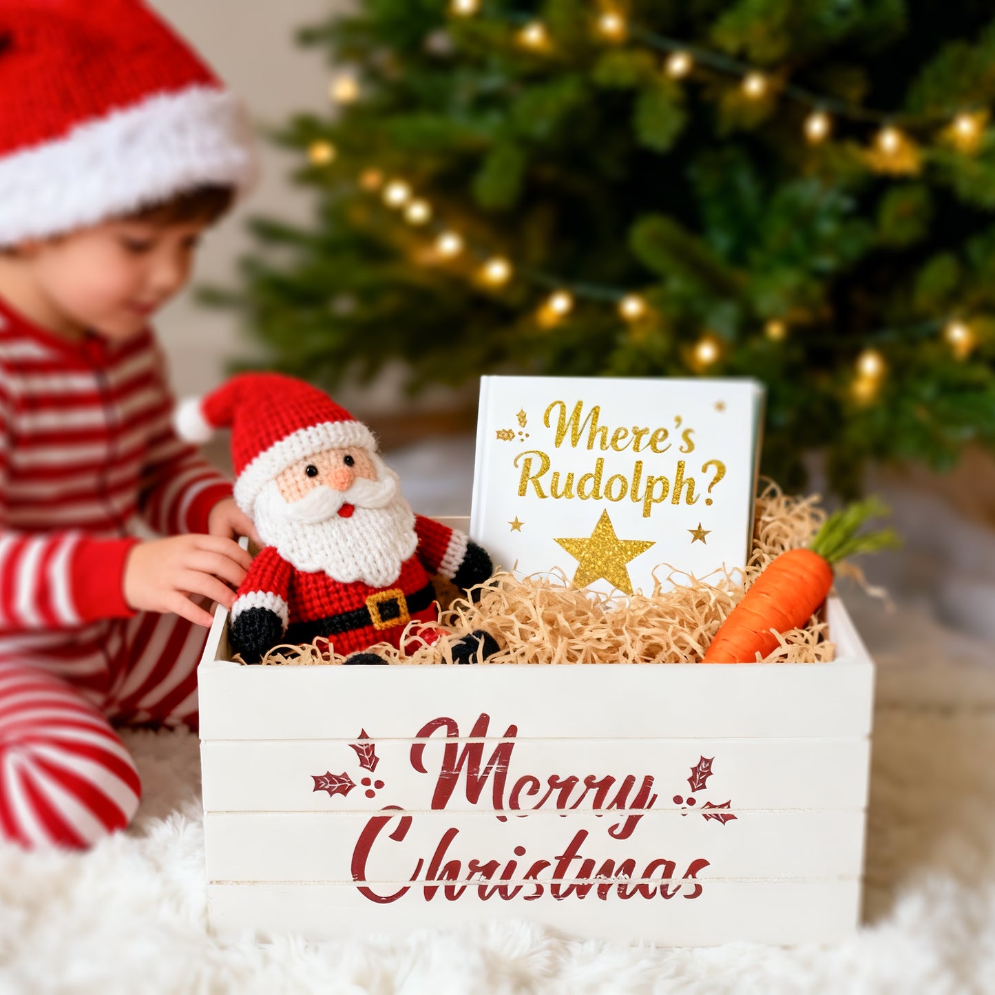 White Christmas Wooden Storage Crate