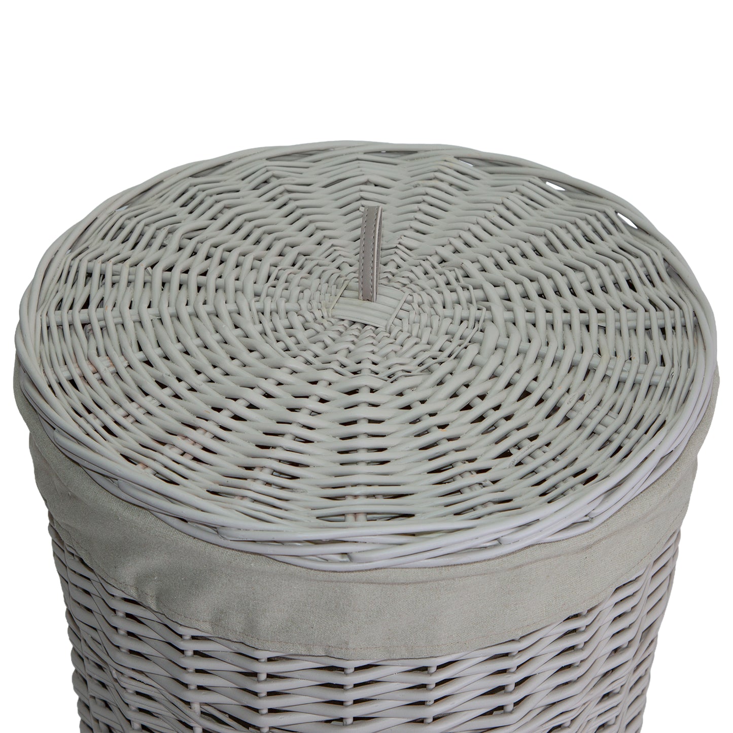 Light Grey Round Wicker Laundry Basket with Lining - 2 Sizes