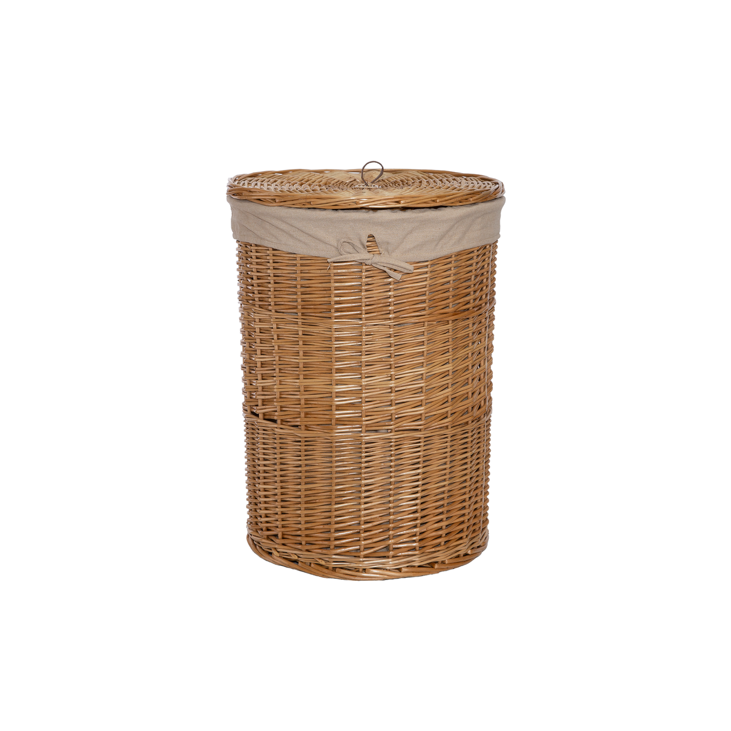Double Steamed Round Wicker Laundry Basket with Lining - 2 Sizes