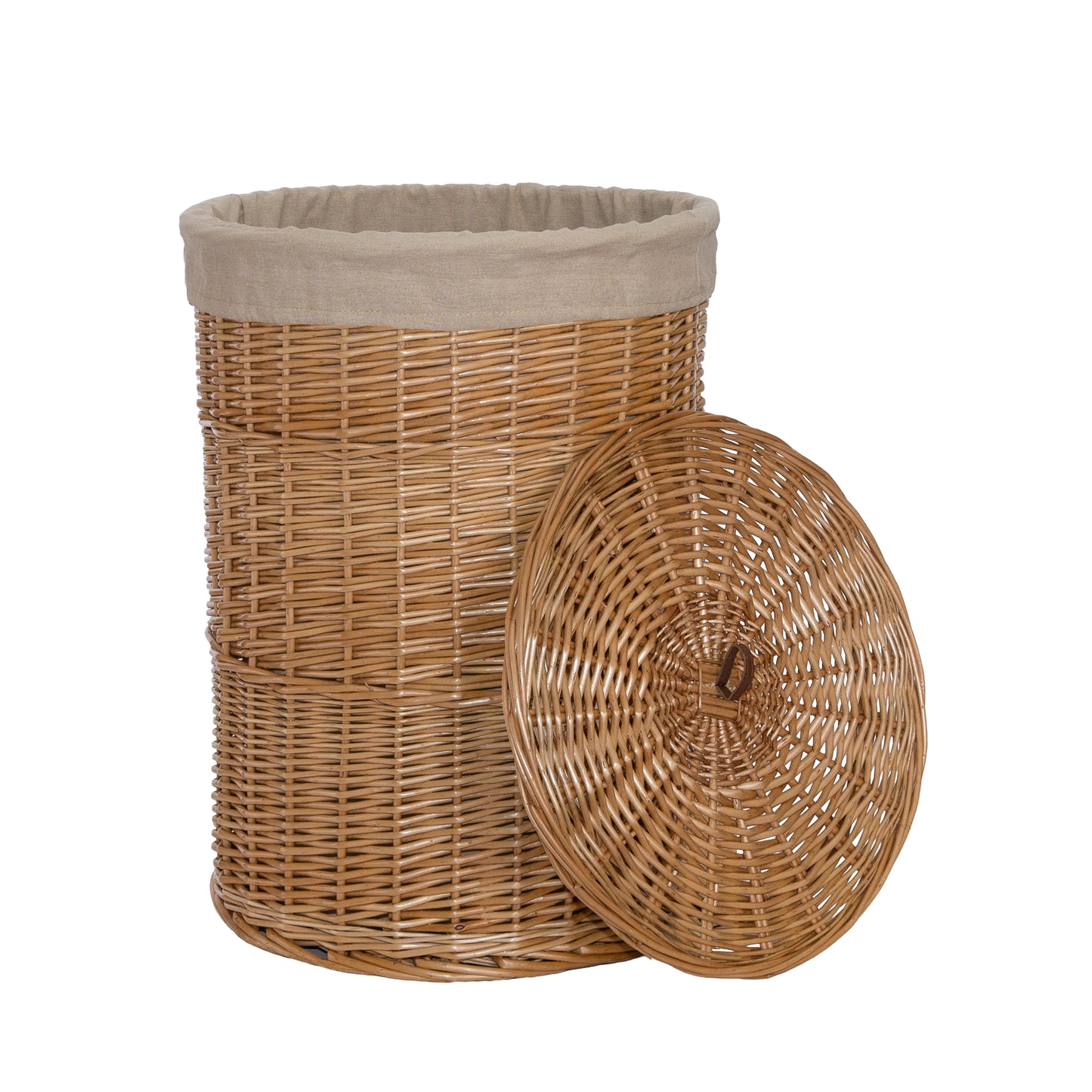 Double Steamed Round Wicker Laundry Basket with Lining - 2 Sizes