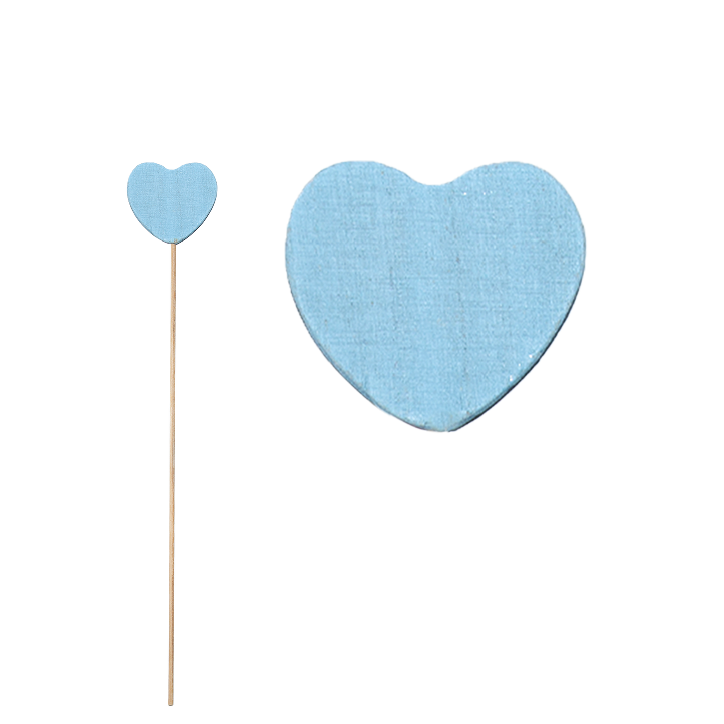 Set 10 Wooden Heart Stick Decorations - Blue / Pink / Purple / Red