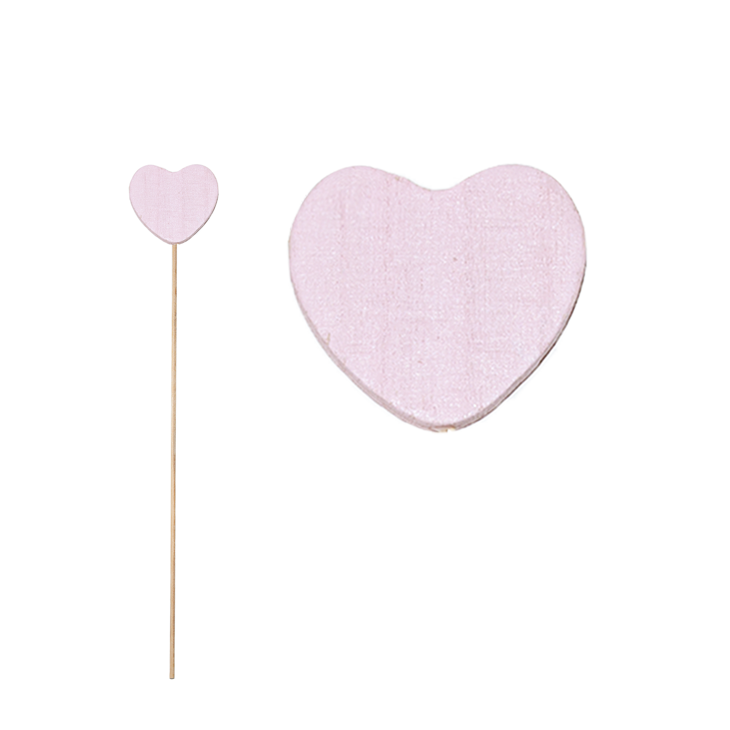 Set 10 Wooden Heart Stick Decorations - Blue / Pink / Purple / Red