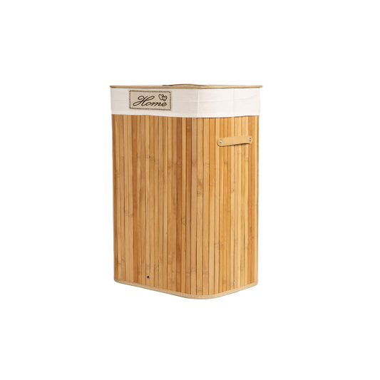 Bamboo Laundry Basket with Lining - Natural / Grey