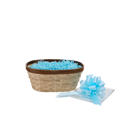Bamboo Packing Basket Tray Gift Hamper Kit - Brown Border