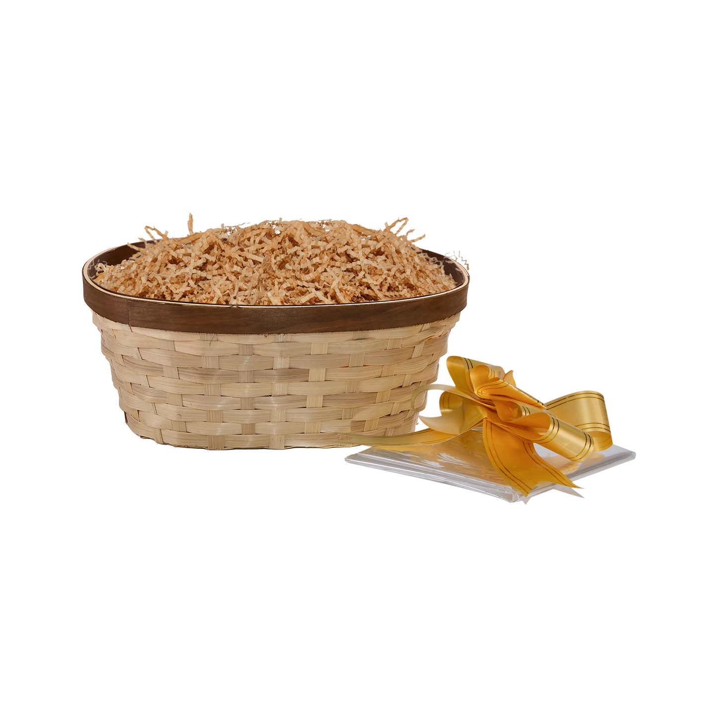 Bamboo Packing Basket Tray Gift Hamper Kit - Brown Border