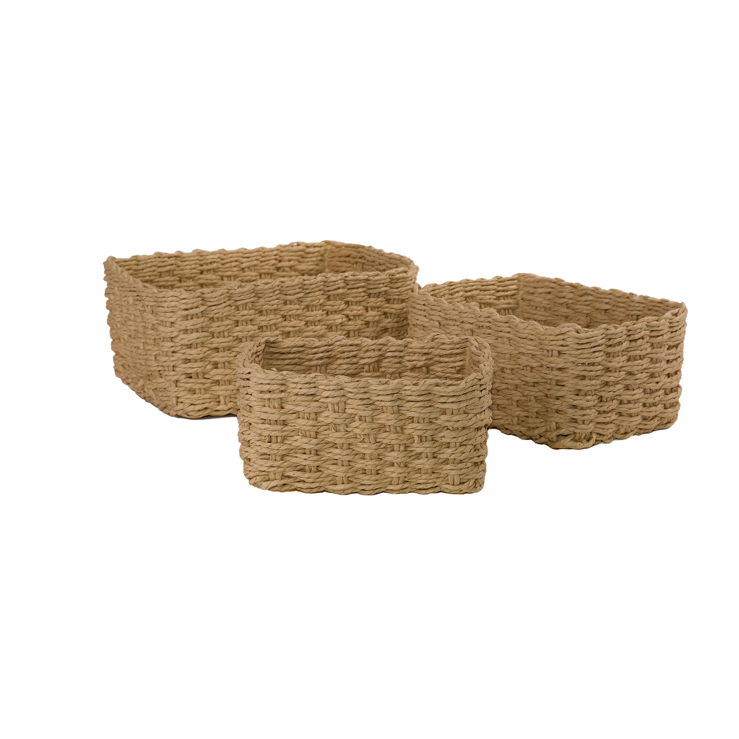 Beige Paper Rope Storage Basket Set 3