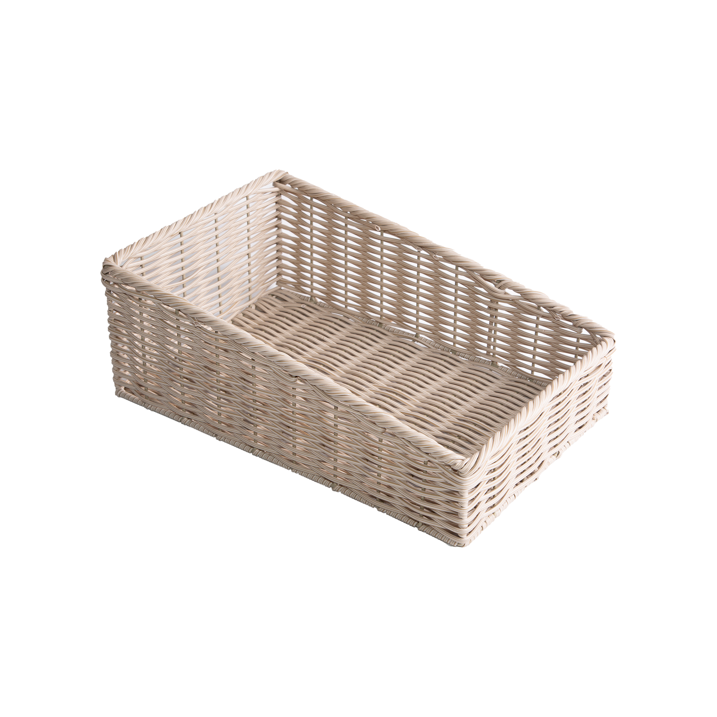 Beige Wicker-Style Display Basket