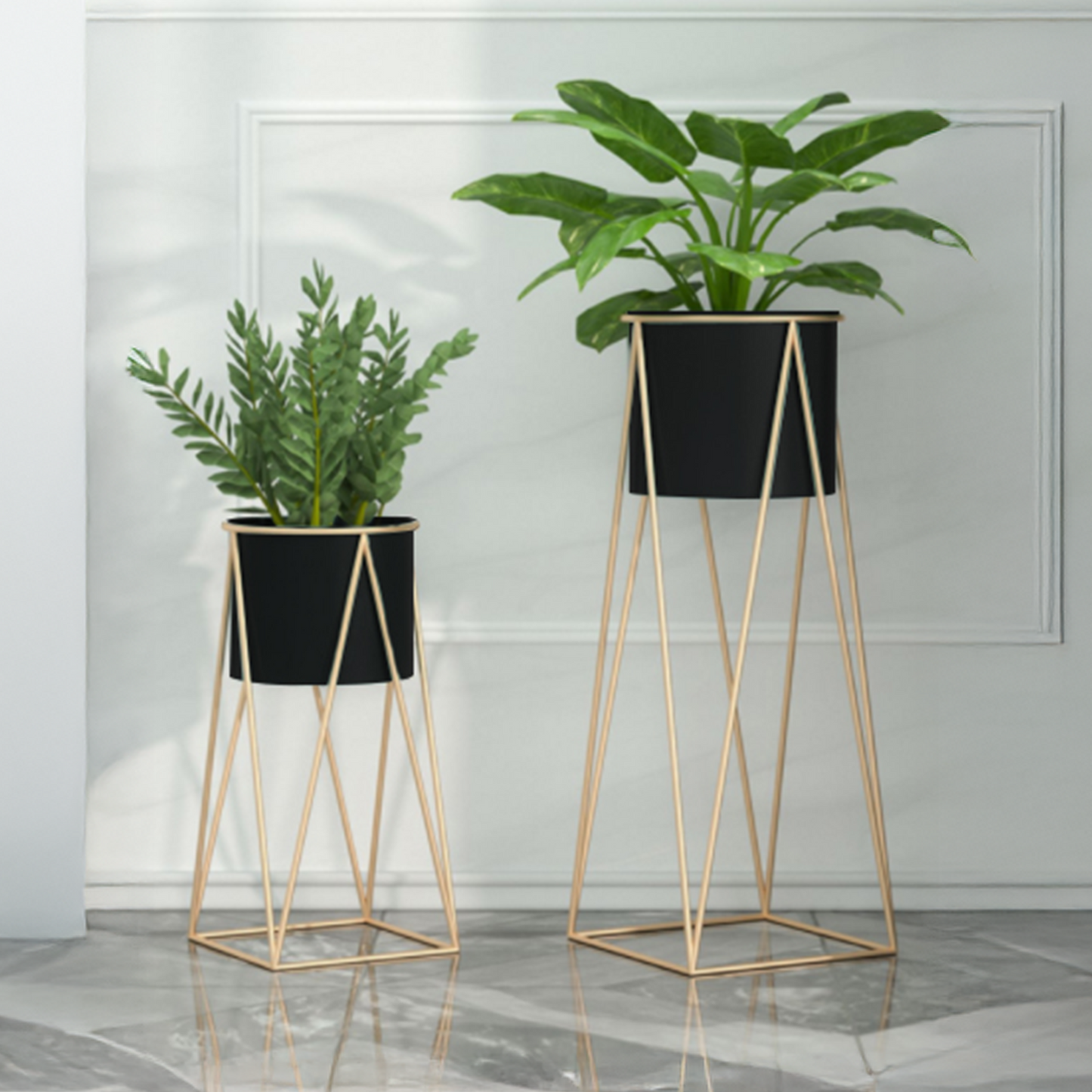Black Metal Planter with Stand - 2 Sizes