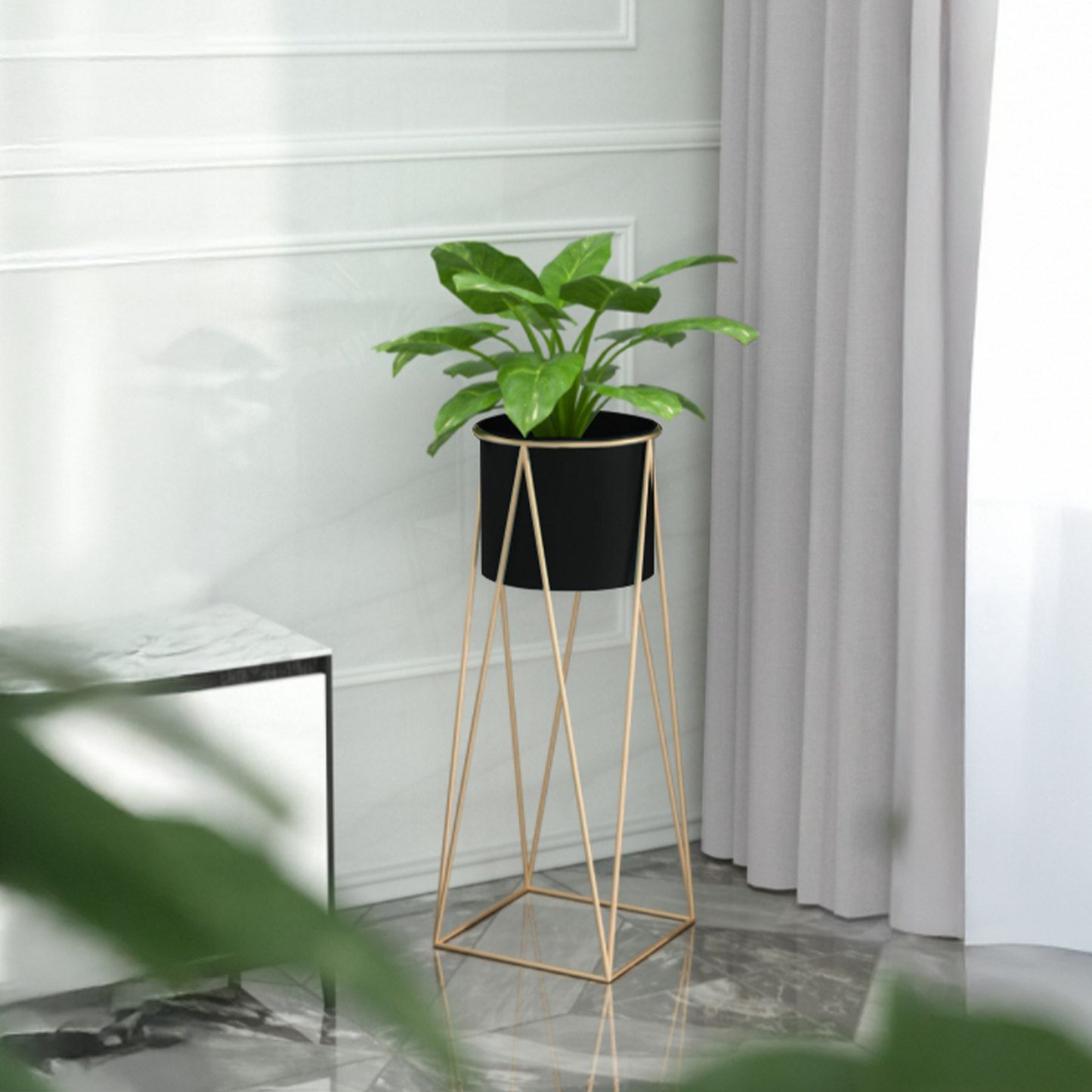 Black Metal Planter with Stand - 2 Sizes