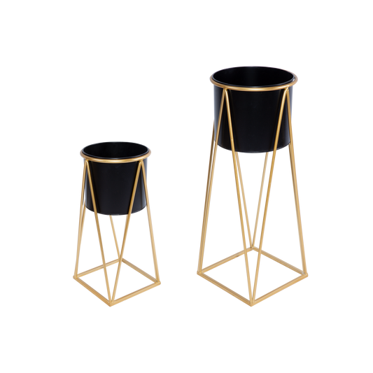 Black Metal Planter with Stand