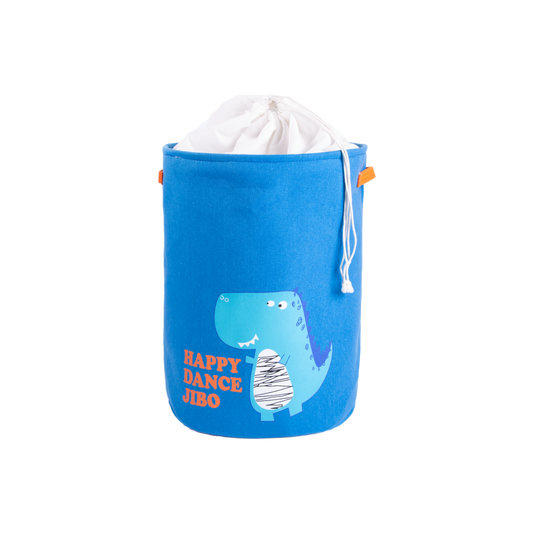 Blue Round Dinosaur Pattern Laundry Bag with Lining
