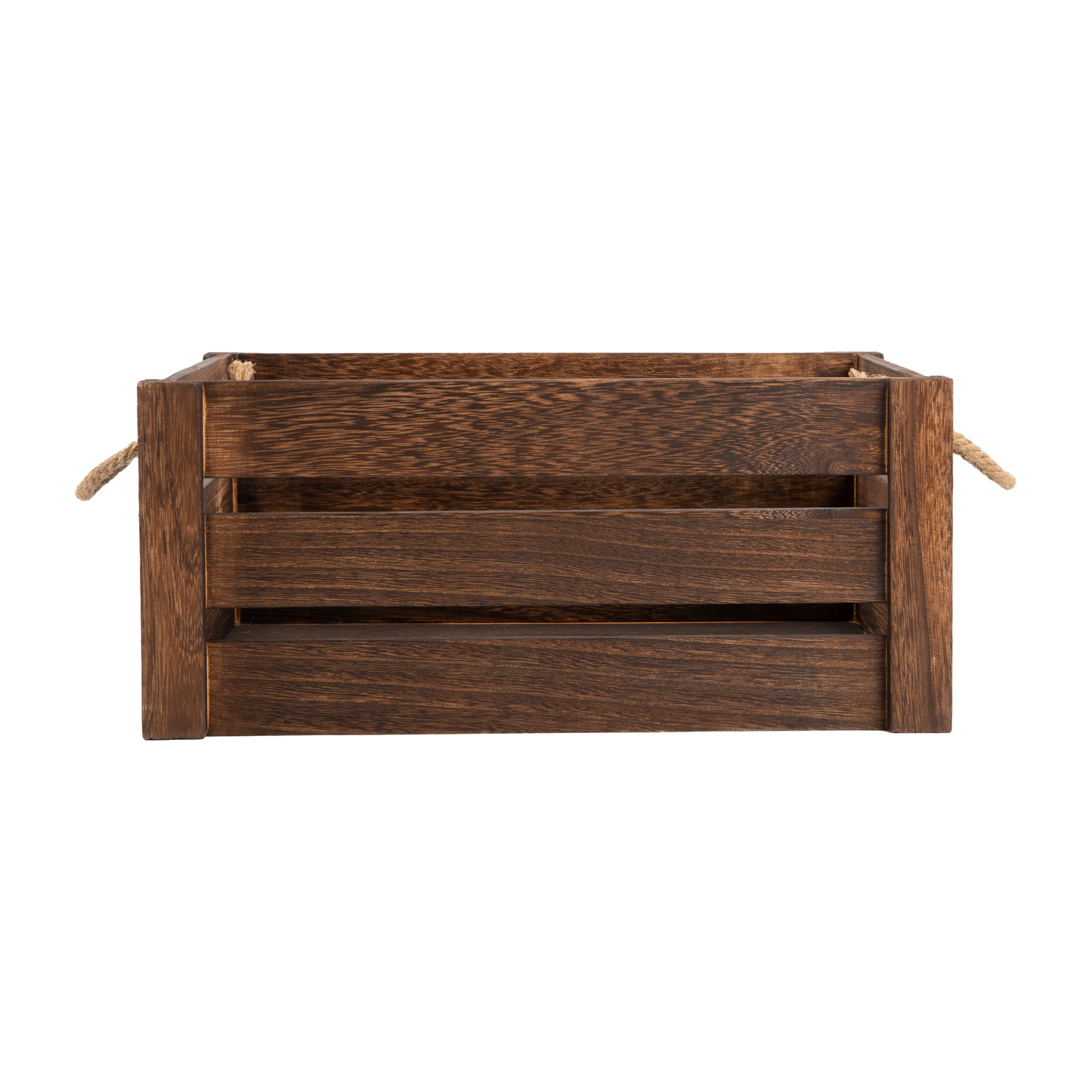Brown Rope Handled Wooden Storage Crate - 3 Sizes