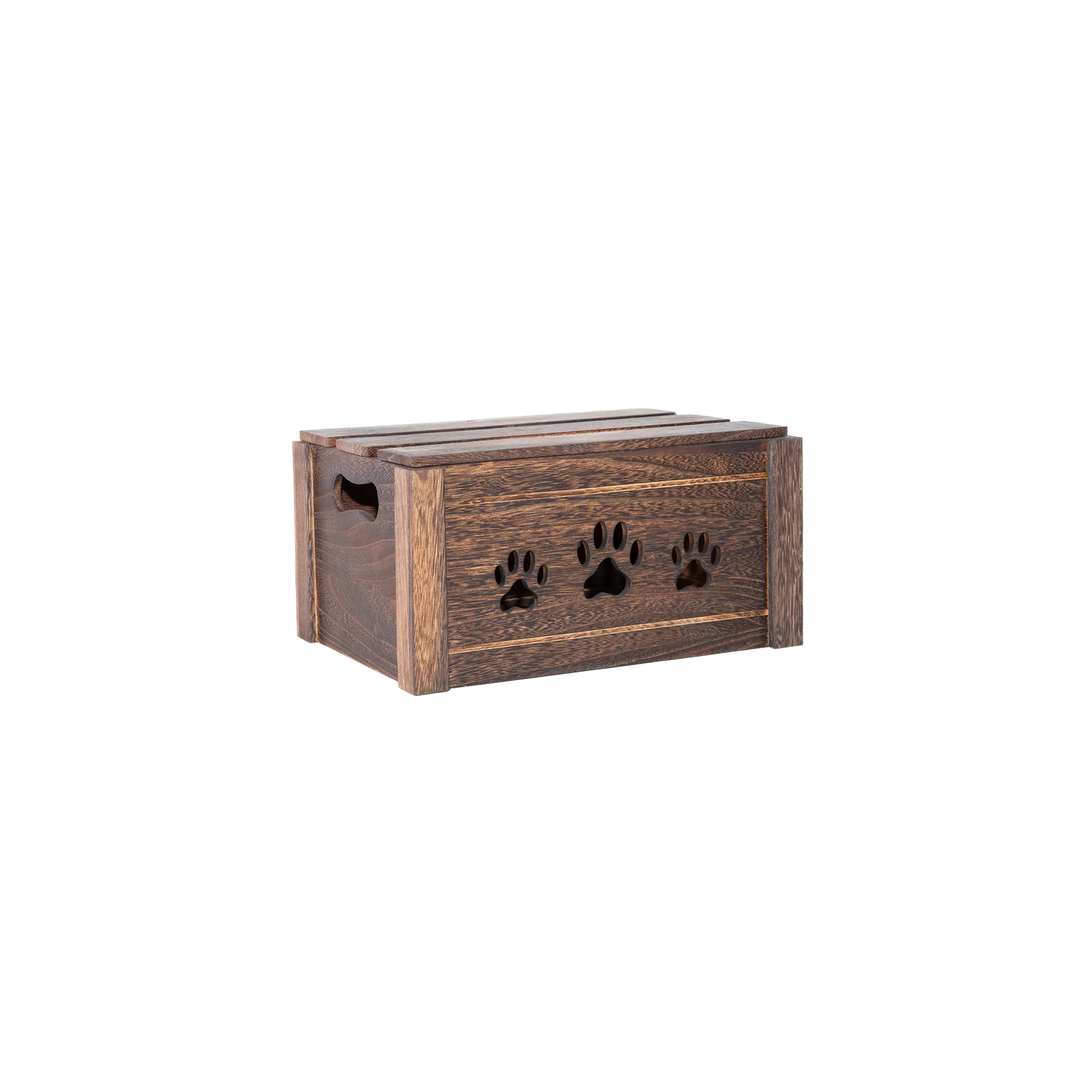 Brown Wooden Dog Toy Storage Box with Lid - 3 Sizes