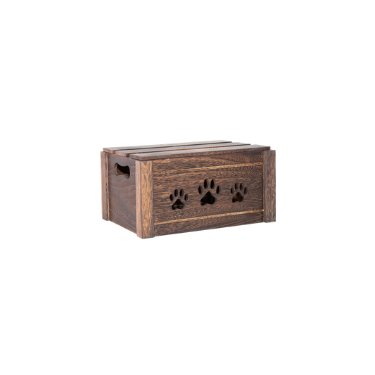 Brown Wooden Dog Toy Storage Box with Lid - 3 Sizes