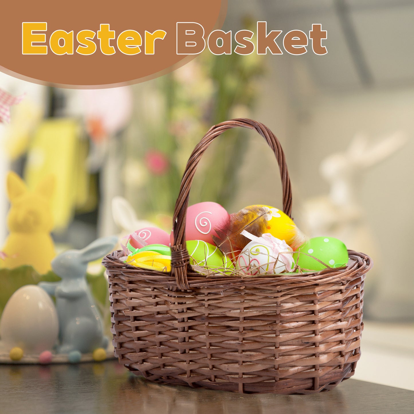 Brown Wicker Flower Girl Shopper Basket with Lining