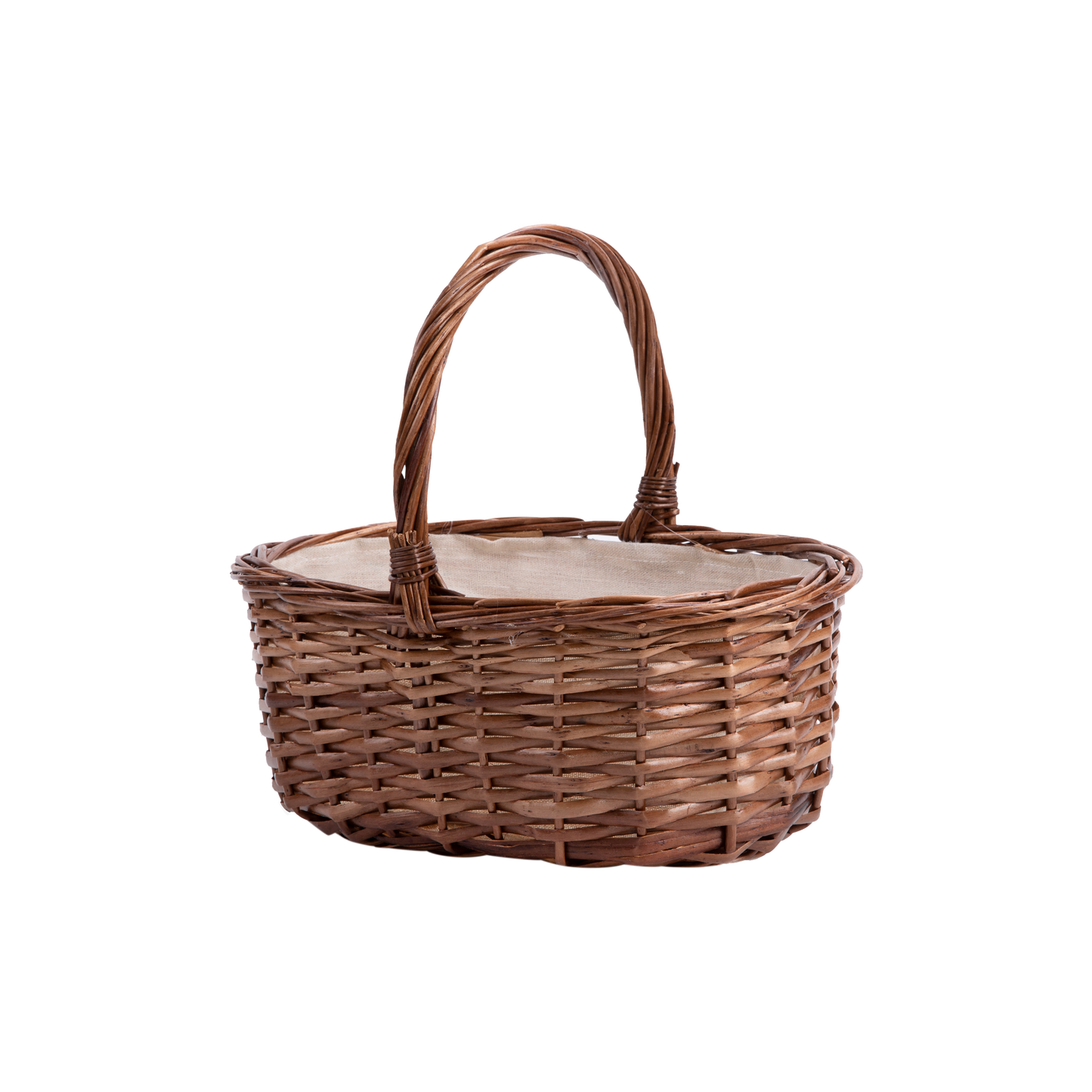 Brown Wicker Flower Girl Shopper Basket with Lining
