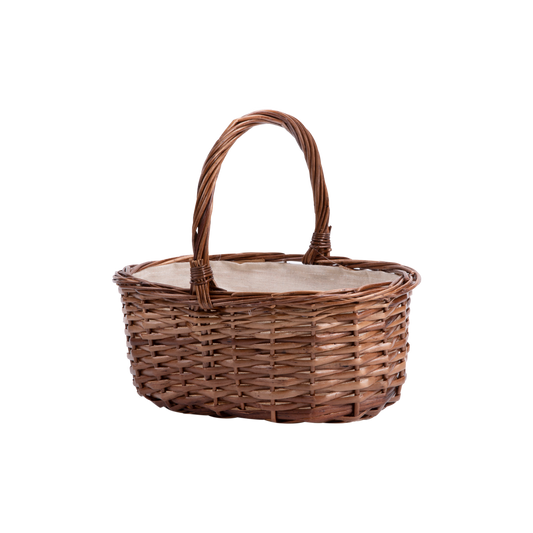 Brown Wicker Flower Girl Shopper Basket with Lining
