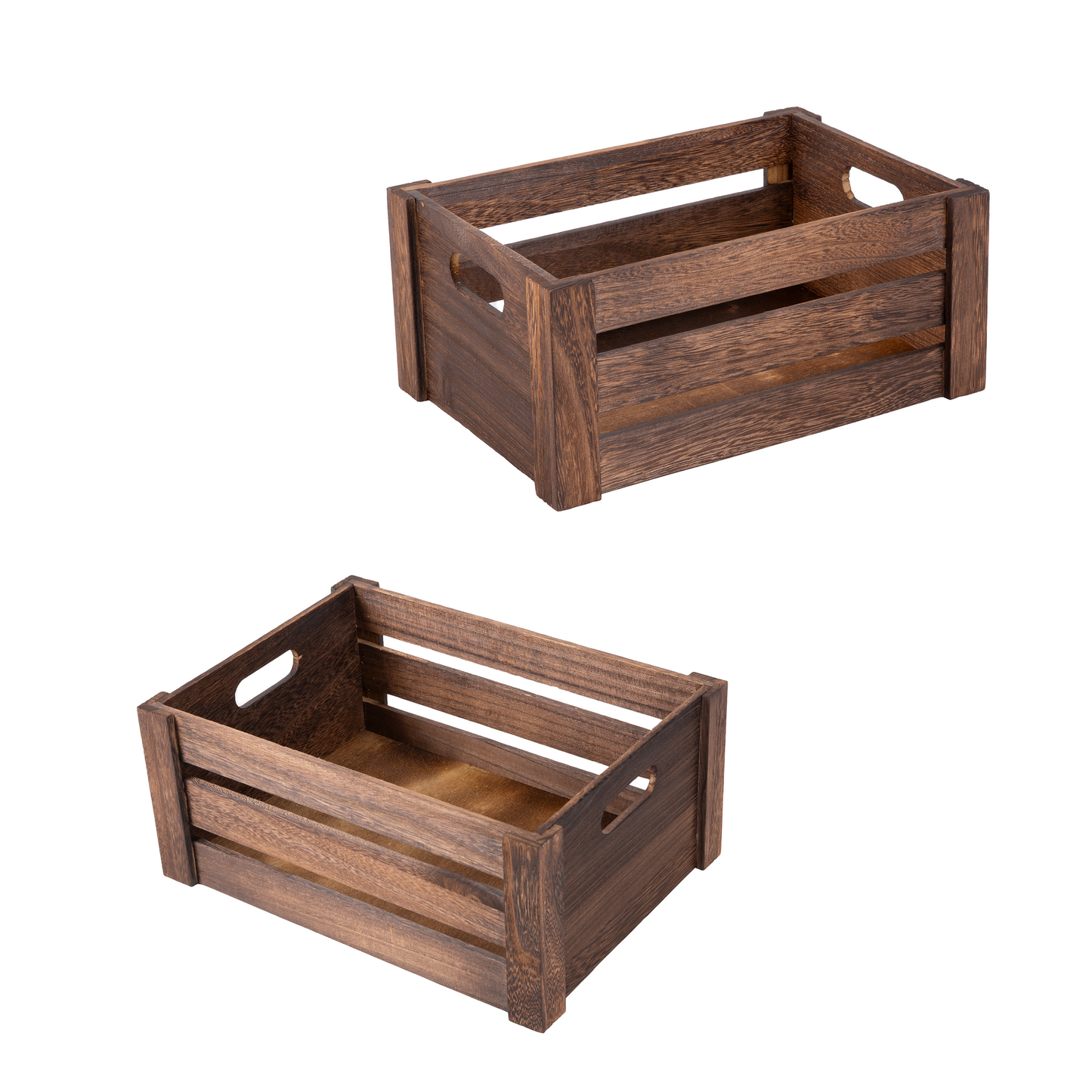 Brown Oval Cut-out Slatted Wooden Crate - 3 Sizes