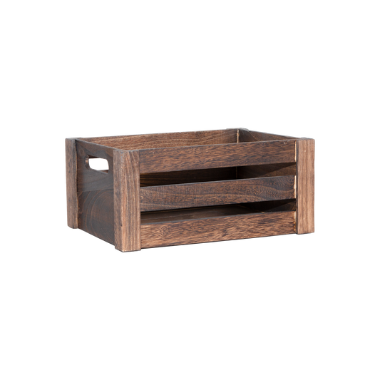 Brown Oval Cut-out Slatted Wooden Crate - 3 Sizes
